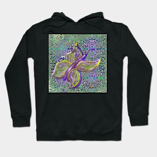 butterfly and swirls in purple and green Hoodie